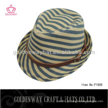 100% Algodão Striped Fedora Hat For Kids